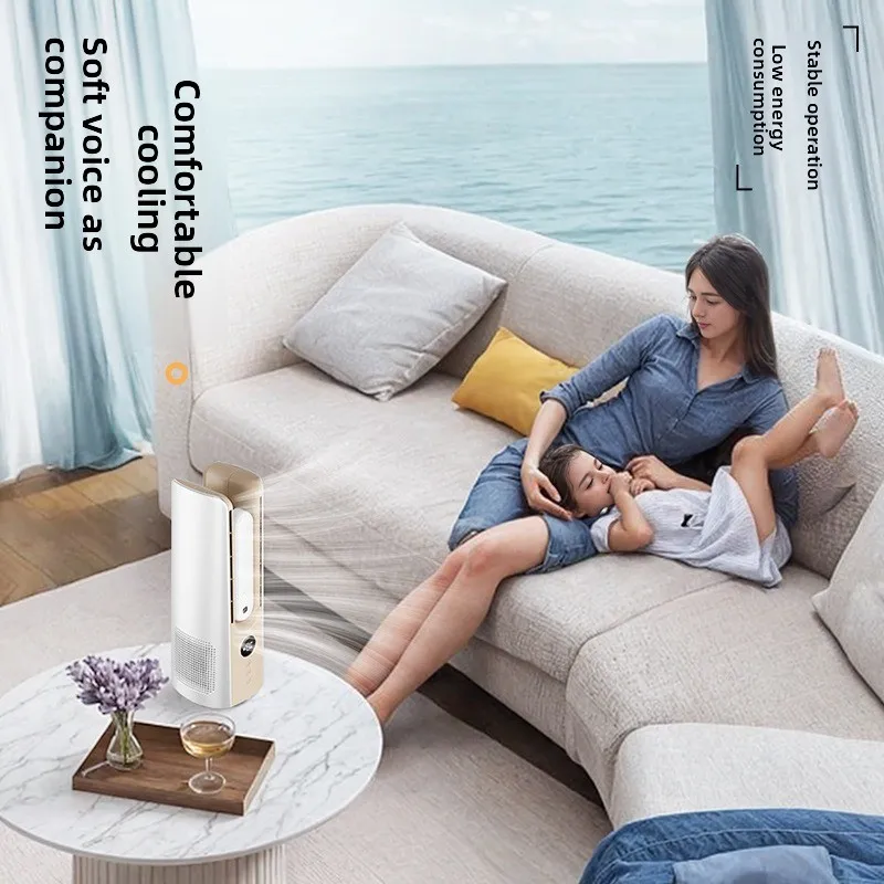 Turbo dual-core bladeless fan, desktop high-wind dormitory spray fan