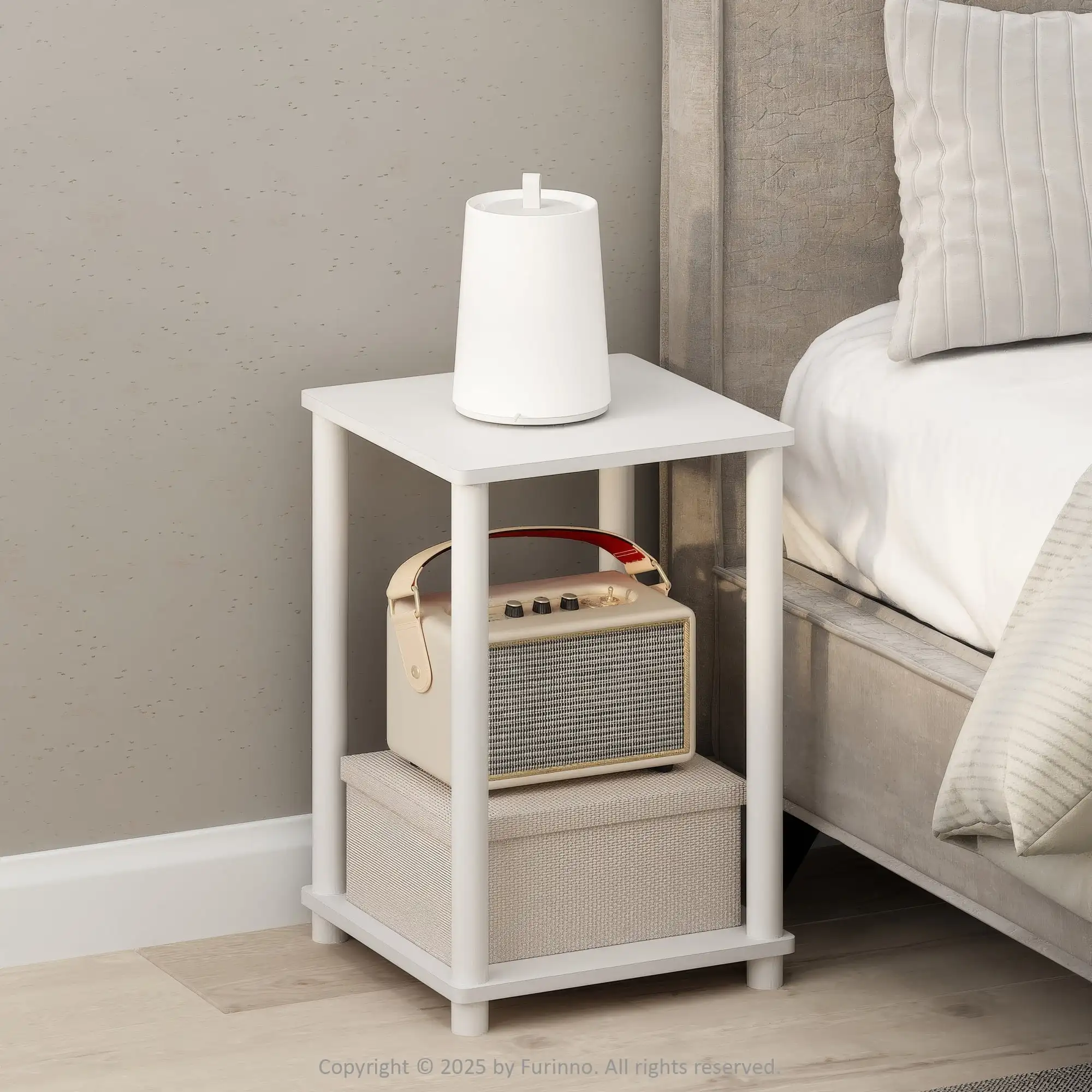 

Nightstand, Bedside Table, White/White