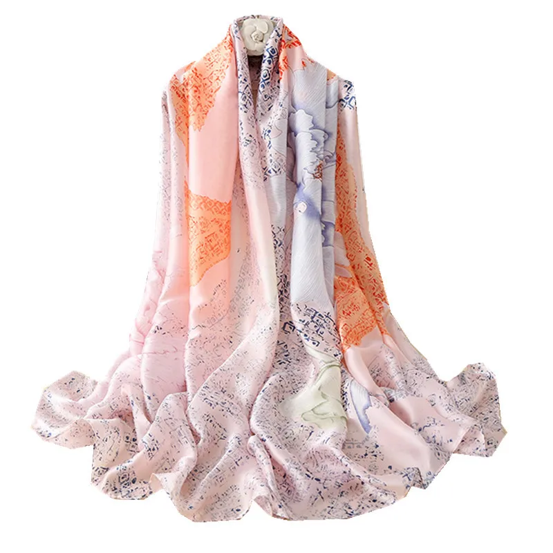 Brand designer imitation silk scarf women\'s square scarf head scarf long shawl scarf spring and summer scarf beach shawl luxury