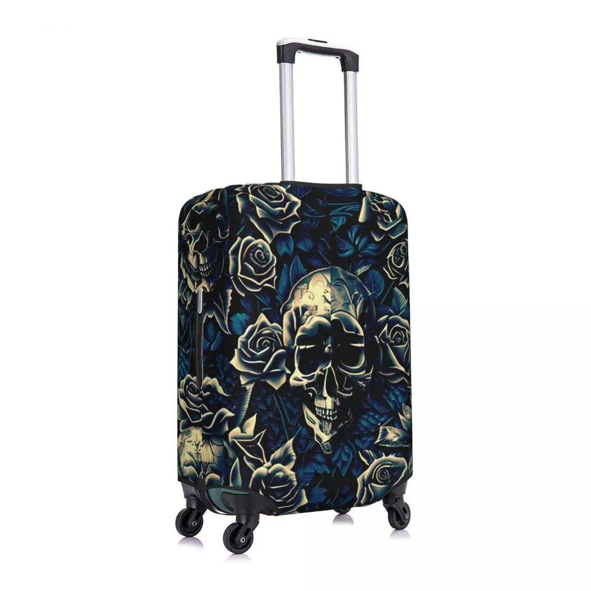 Vintage Rose Floral Suitcase Cover Skull Print Travel Flight Useful Luggage Supplies Protector