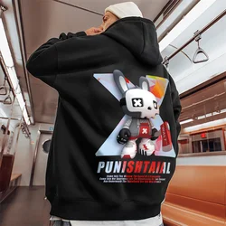 Punishtaial carta imprimir roupas de rua dos homens y2k hoodies camisolas de grandes dimensões hip hop casual pulôver com capuz outono agasalho