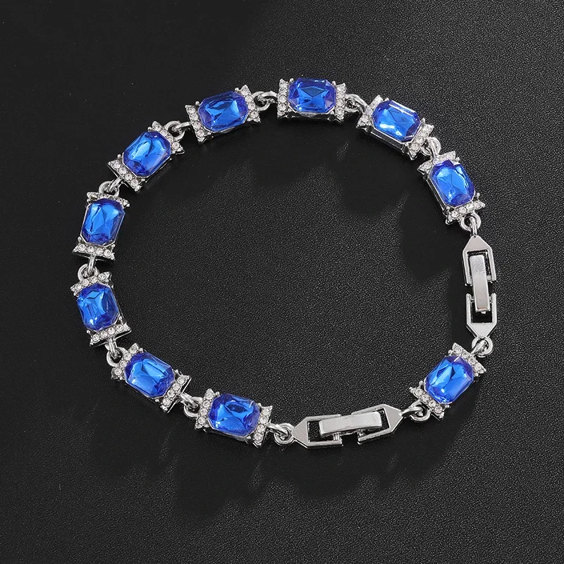 Exquisite Shiny Geometric Square Zirconia Tennis Bracelet for Elegant Ladies Evening Jewelry Girls Gifts