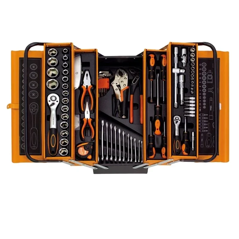 85PC orange mental tool set box repair tool kit hardware metal professional construction hand tools set