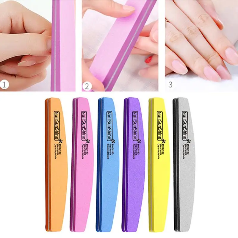 1Pcs Nail File Buffer Sponge 100/180 Sanding Washable Nail Polish Blocks For UV Gel Pedicure Manicure Care Tools Accessories