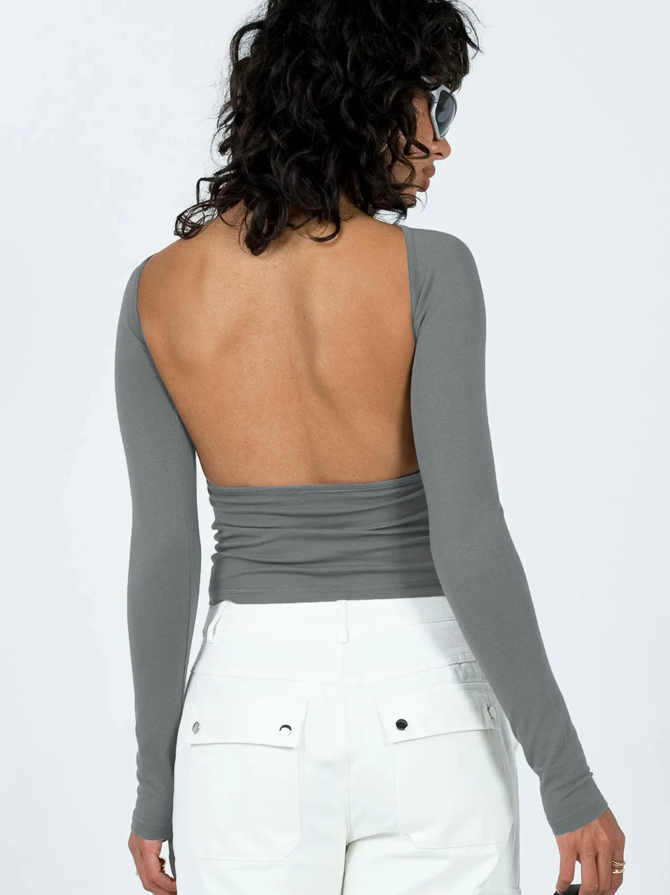 2000s مثير الأبيض عارية الذراعين الخريف المرأة مثير Y2K الملابس المحاصيل الأعلى الكورية موضة عطلة الجمالية طويلة الأكمام ضئيلة تي شيرت