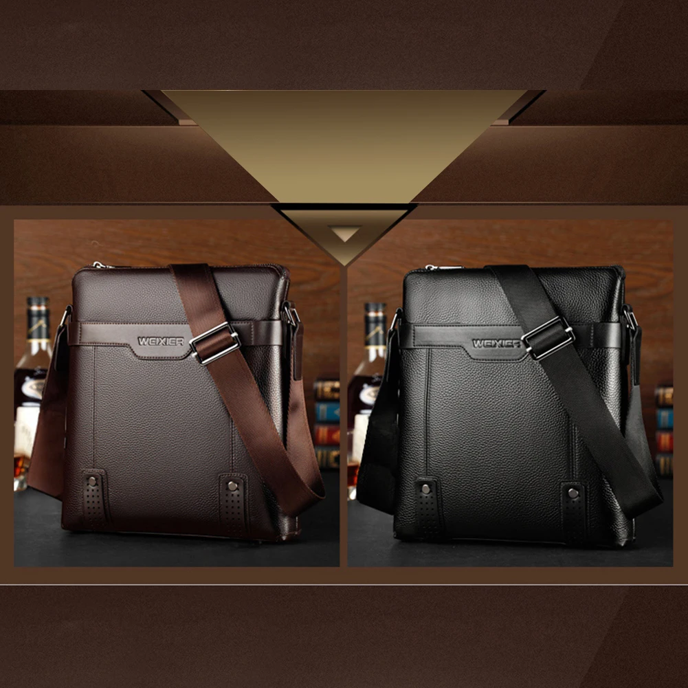 Solid Color Shoulder Bags Business Leather Men Crossbody Travel Messenger Bags