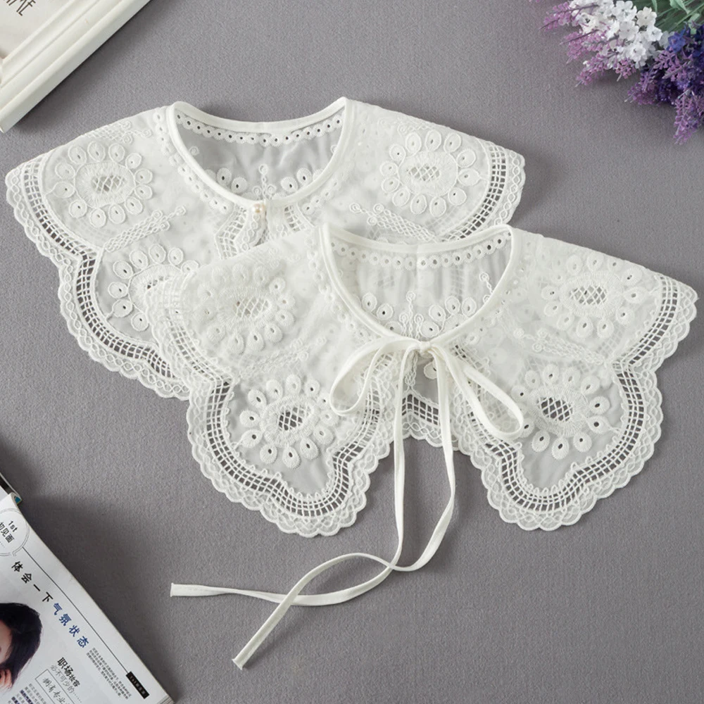 Summer Bow Tie False Collar Girl European Style Embroidered Chiffon Fake Collar Women Lace Neck Collar Doll Collar Accessories