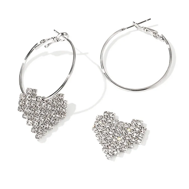 2026 Popular Earrings With Rhinestone Circle Earring Bright Crystal Cute Lady Peach Heart Stud Earrings For Women Ear Jewelry