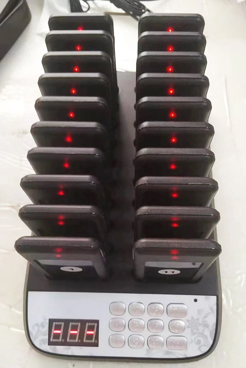 Waterproof 16-Coaster Wireless Pager System for Restaurants Customizable Buzzer for Food Truck Cafe or Bar