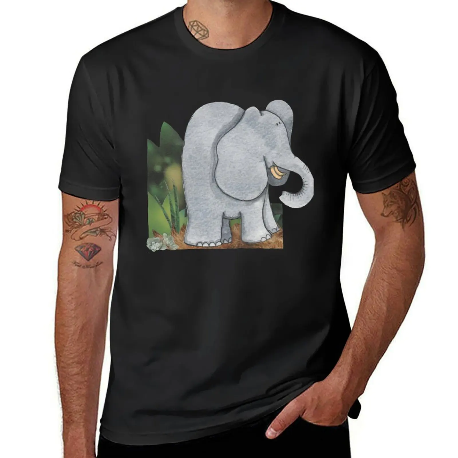 

Mr. Elephant in the Jungle T-Shirt oversizeds for a boy vintage funnys T-shirts for men cotton