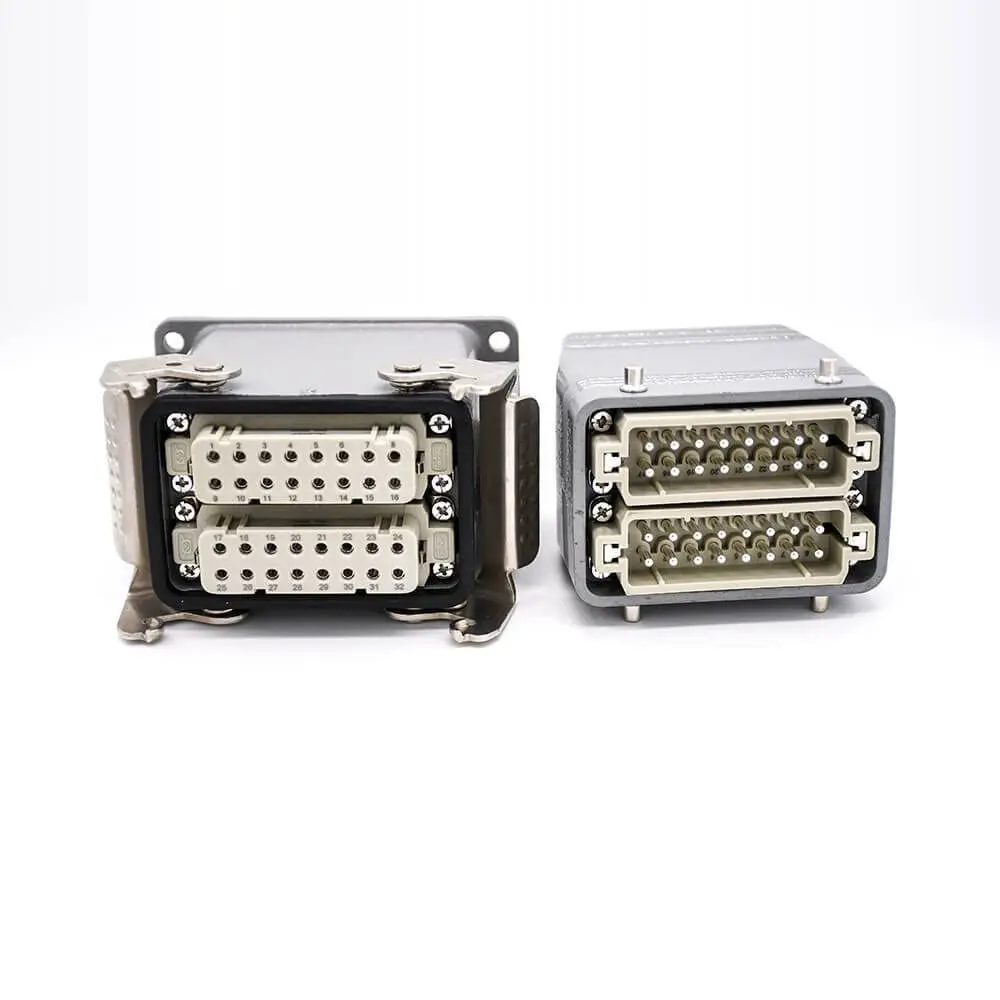 H32A Heavy Duty 32 Pin Connector PG29 Male Female Butt-Joint Shell Hasp High Surfice Mounting Cable Entry