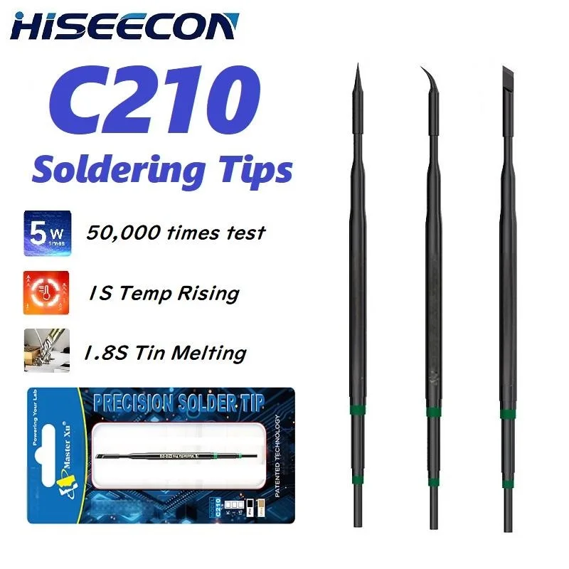 C210 Soldering Iron Tips Efficient Heat Conduction Compatible with Sugon Aifen Relife Maant GVM OSS T210 Soldering Iron Station