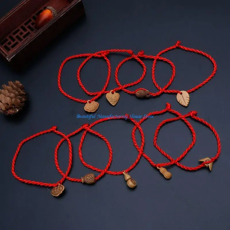 E56A 10 Pcs Eye-catching Kabbalah Bracelet Knitting Red String String Bracelets DIY Jewelry Decoration Gift for Couple Friend
