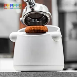 White Coffee Knock Box with Rubber Knock Bar 0.8L Large Espresso Grounds Container Non-Slip Waste Coffee Grounds Dump Bin