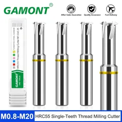 GAMONT HRC55 Single-Teeth Thread Milling Cutter Tungsten Steel Carbide For Aluminium High Hardness Endmills CNC Machining Tools