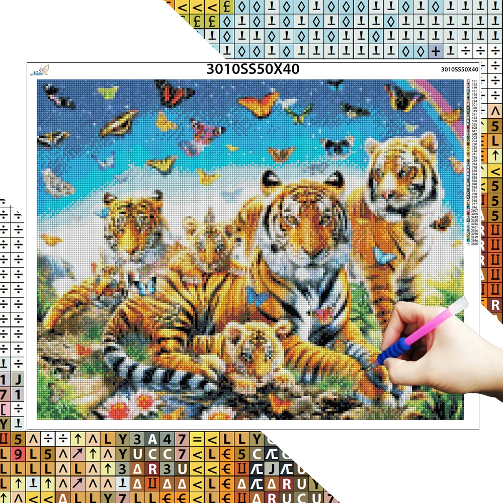 Tiger Family 5D Diamond Painting Full Square Round Diamond Mosaic Animal Butterfly nuovo arrivo strass ricamo Home Decor