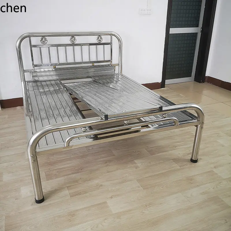 a2 Seamless Full Stainless Steel Bed Steel Strip Model Thickened  Single Double Bed for Engineering Site and Home Use