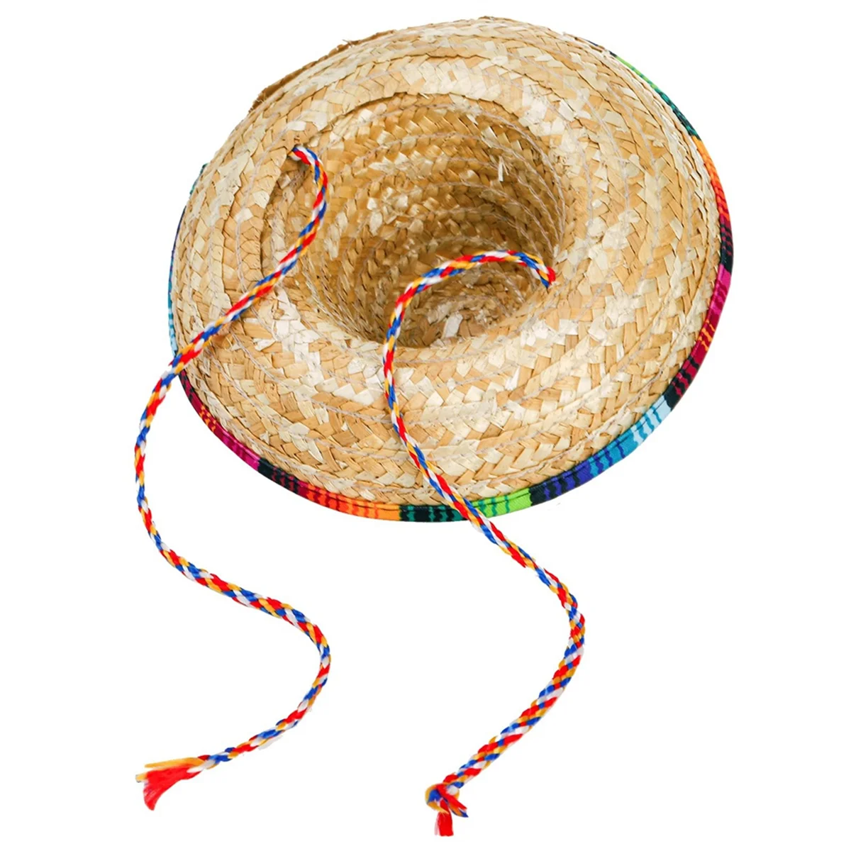 Lo-ok 6 Pack Small Sombrero Hats, 6.5 Inch Natural Straw Hats Sombrero Party Hats Dolls Pets Themed Party Decoration Supplies