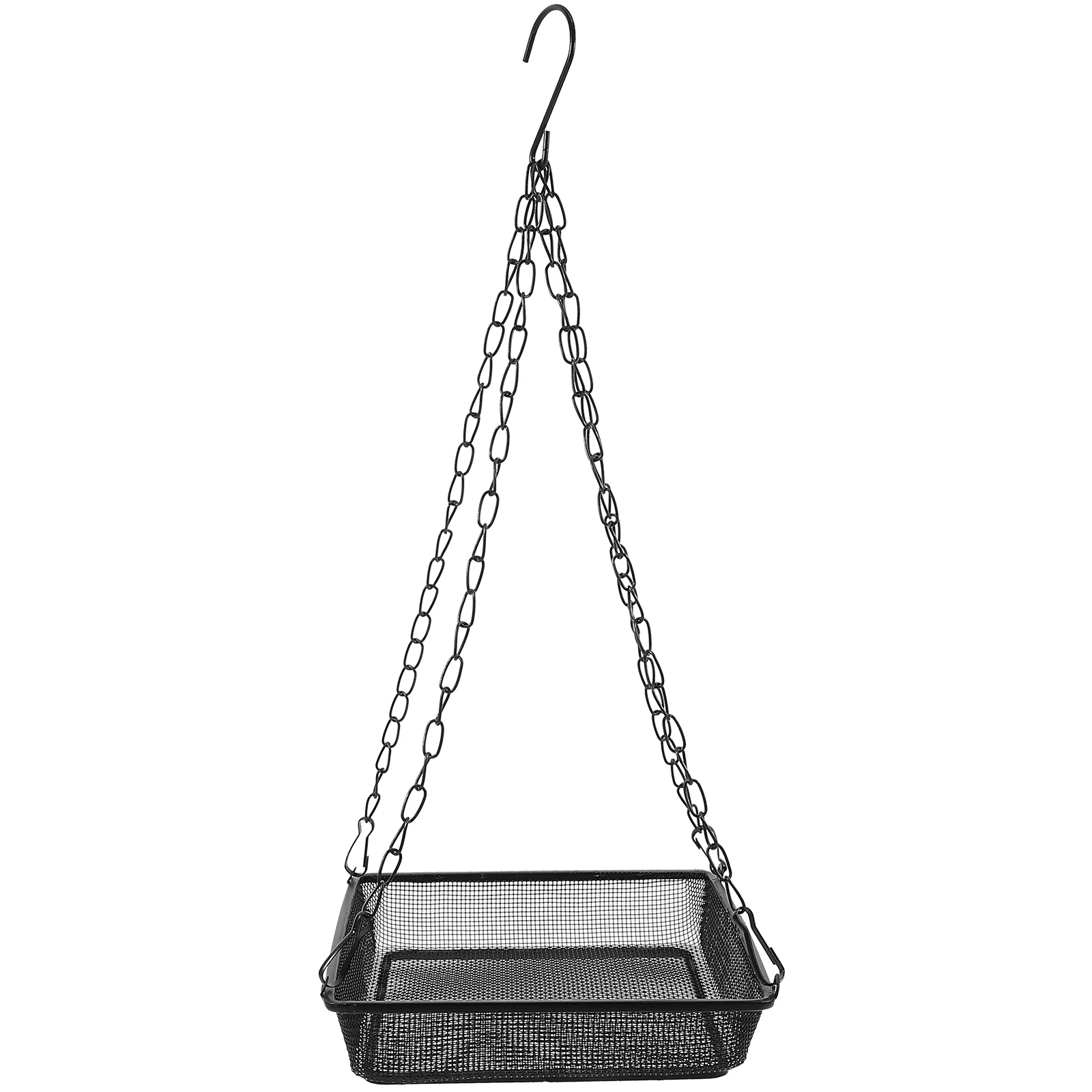

Iron Square Water Feeder Tray Outdoor Hanging Bird Feeding Station Single Layer Metal Platform Feeder For Garden Patio
