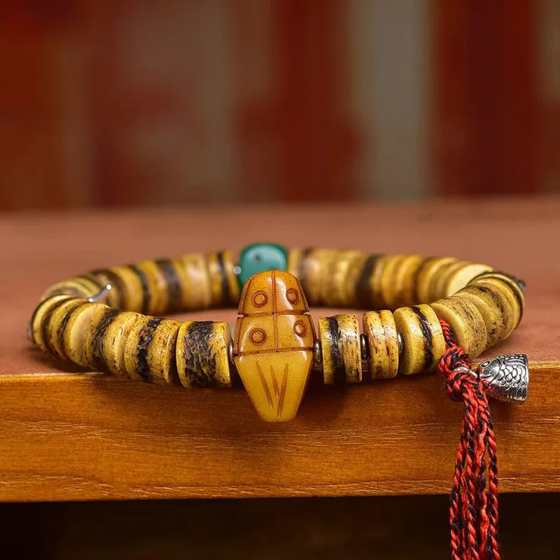 Backflow Single-Wrap Tibetan Collectables-Autograph Rosary Yak Bone Eraser Old Copper Accessories Vintage Bracelet