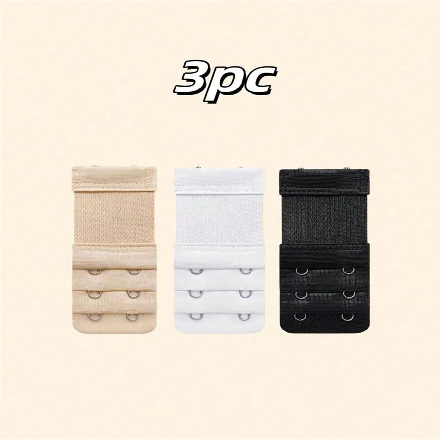 3pcs Women's Adjustable Bra Strap Extenders 2 Hooks Comfortable No-Bra Look Underwear Accessory Set - Mixed 3 Colors