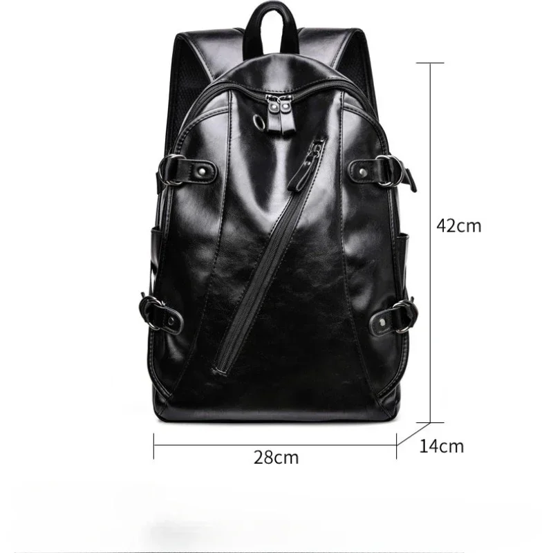 soft PU leather vintage casual backpack for men large capacity travel backpacks male laptop shoulder bag waterproof work mochila