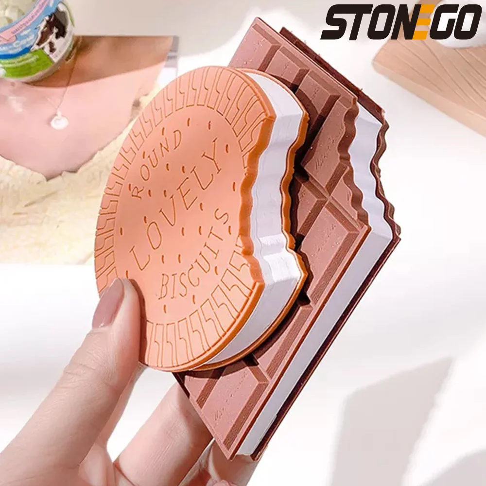 STONEGO-Bloc de notas con forma de galletas de Chocolate para estudiantes, Bloc de notas con forma de dibujos animados, bonito y rasgado, para