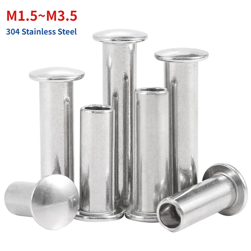 

M1.5 M1.7 M2 M2.5 M3 M3.5 304 Stainless Steel Round Flat Truss Head Half Semi Hollow Shank Rivet Screw L=3-40mm GB873
