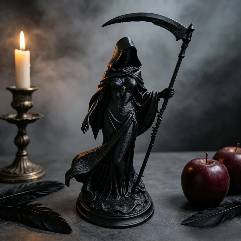 Hooded Faceless Death Goddess Figurine Reaper Statue Eerie Gothic Tabletop Decor Room Decoration Unique Novelty Gift
