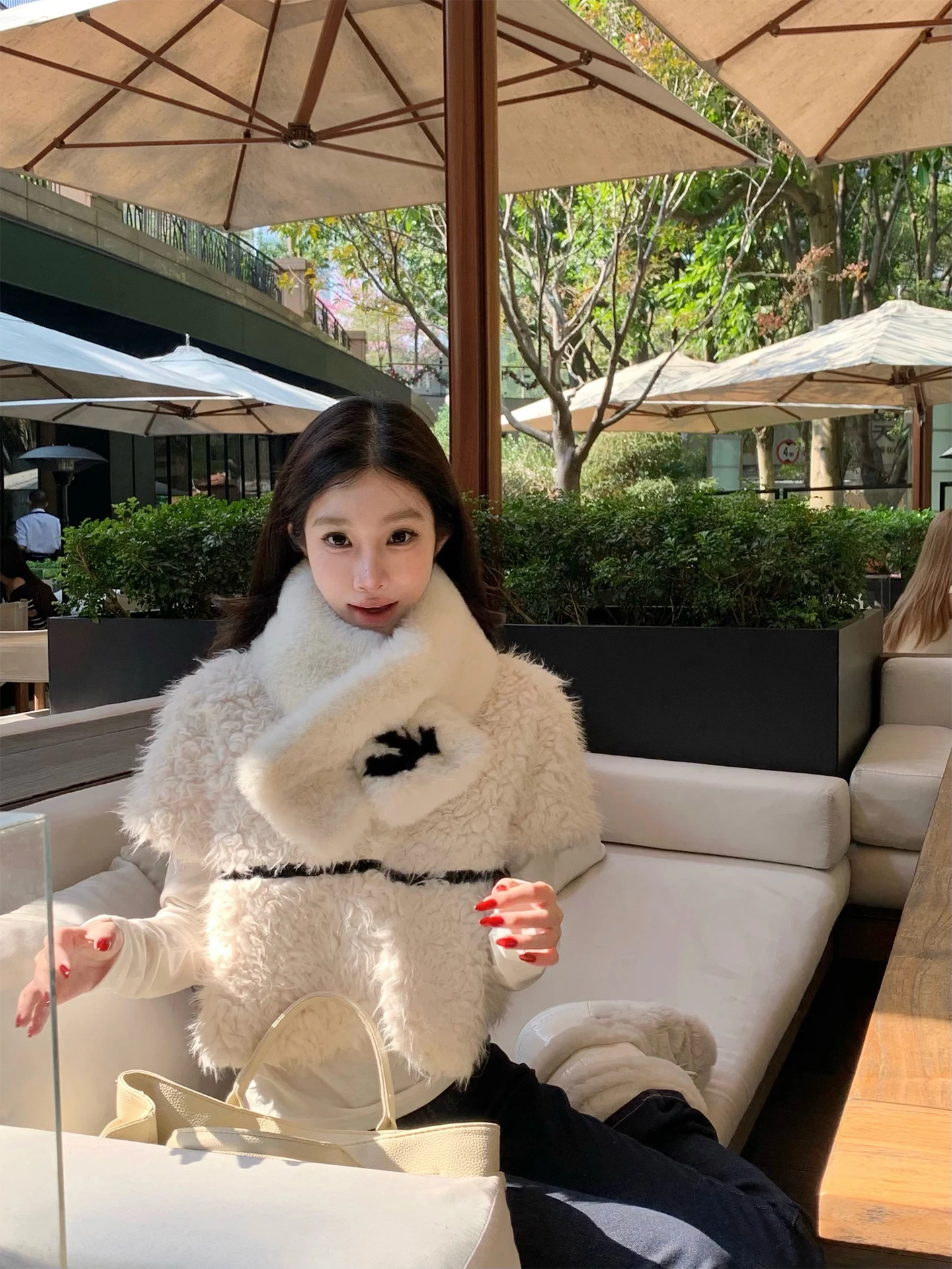 

Eco-Friendly Faux Fur Jaet Women's Stand Collar All-Match Spring Autumn Winter Coat Long Sve ort Sle Casual Sle