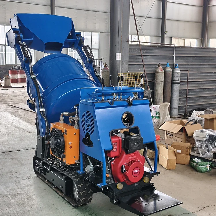 Hydraulic Cylinder Cement Concrete Mixer Efficient Durable High Quality Diesel Engine 400L Full Hydraulic Crawler Concrete Mixer