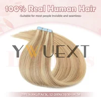 Lightweight Tape in Human Hair Extensions 12-20 inches Seamless PU Skin Weft Tape Hair Natural Straight 20pcs/pack 30G Tape Glue 2