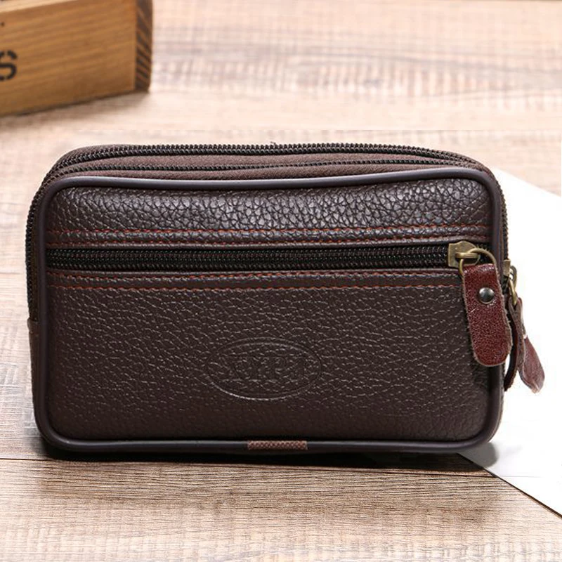 Tas Pinggang Kulit PU Di Atas Sabuk Dompet Kecil Luar Ruangan Tahan Aus Tas Pinggang Multifungsi Tempat Koin Ponsel Unisex