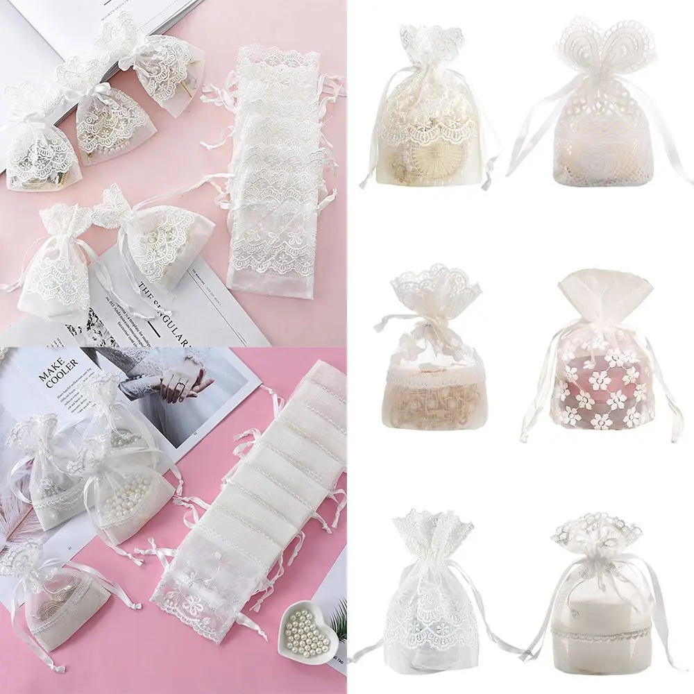 

High Quality White Gift Bag Festival Favor Packing Storage Bag Gauze Drawstring Pocket Party Supply