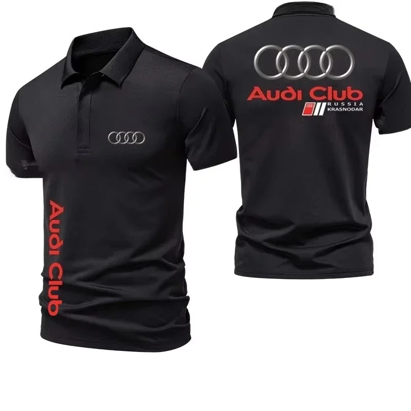 Audi Men's Polo Shirt Summer Casual Breathable Comfortable High Quality Motorcycle Men's Short Sleeve T-Shirt