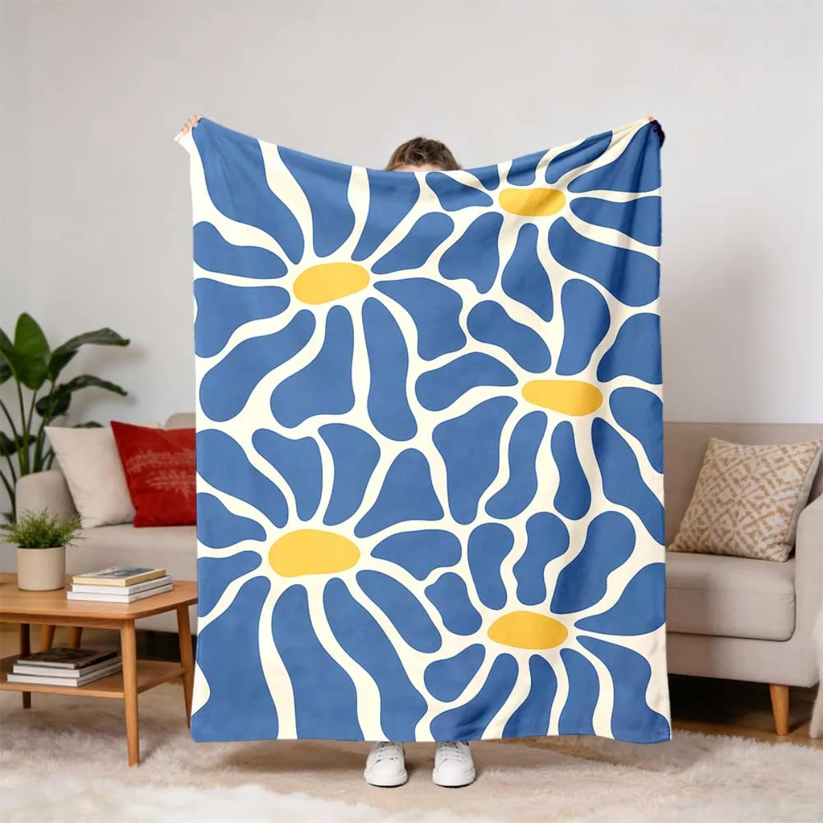 Vintage Strawberry Daisy Print Throw Blanket Cozy Sofa Couch Manta Soft Bed Decorative Blanket For Bedroom Living Room