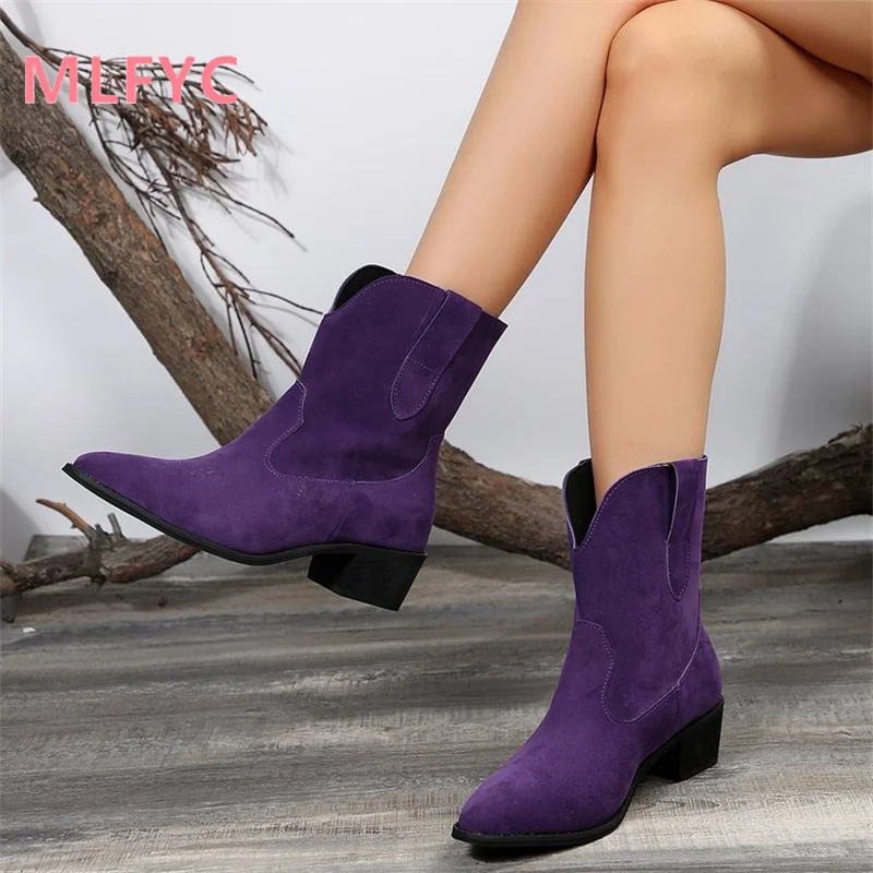 Thick Heel Short Boots Women\'s Autumn and Winter New Round Head Foreign Trade Fashion High Heel Boots in Europe and America