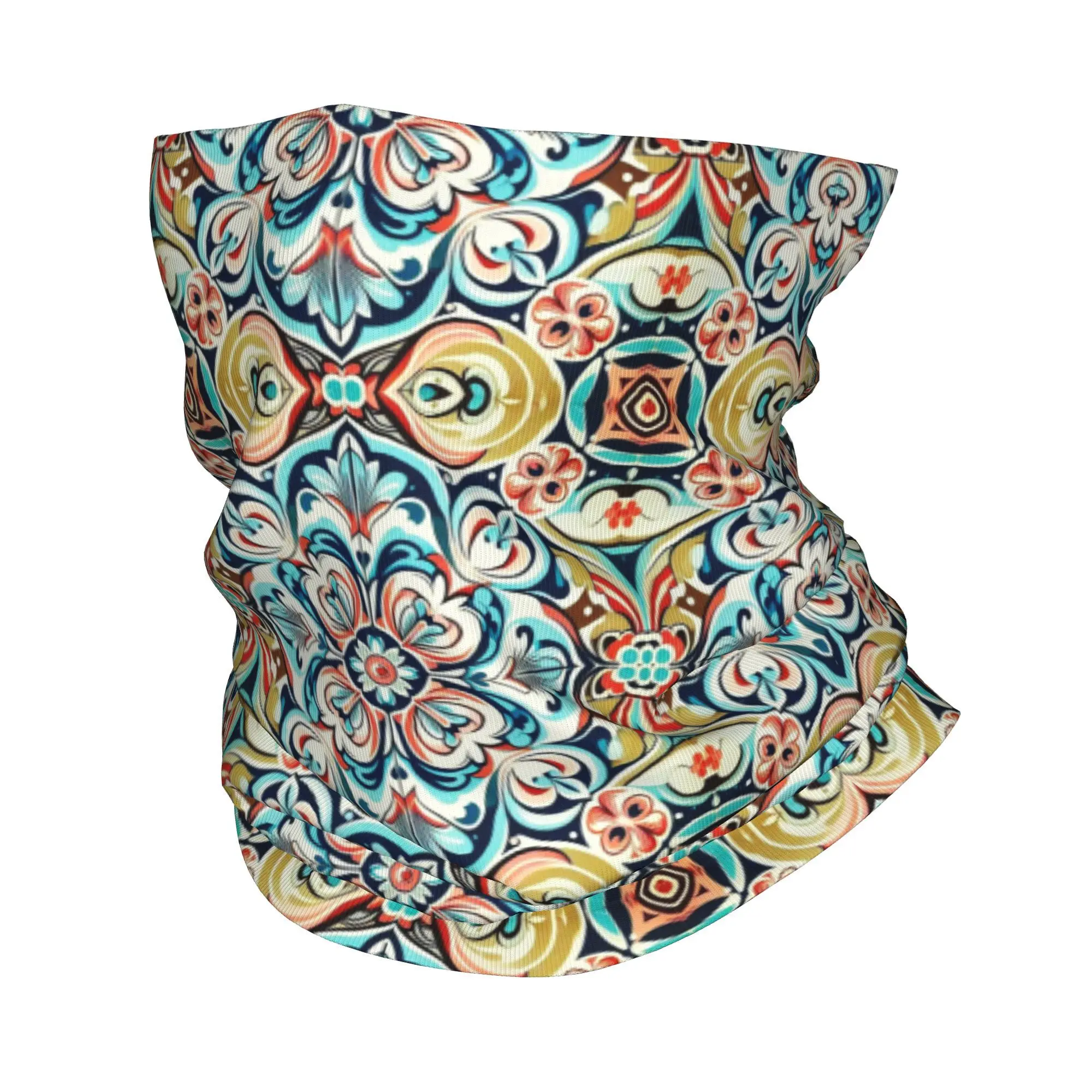 

Vintage 1960s Retro Tile Pattern Bandana Neck Gaiter Printed Face Scarf Warm Cycling Scarf Cycling Unisex Adult Winter
