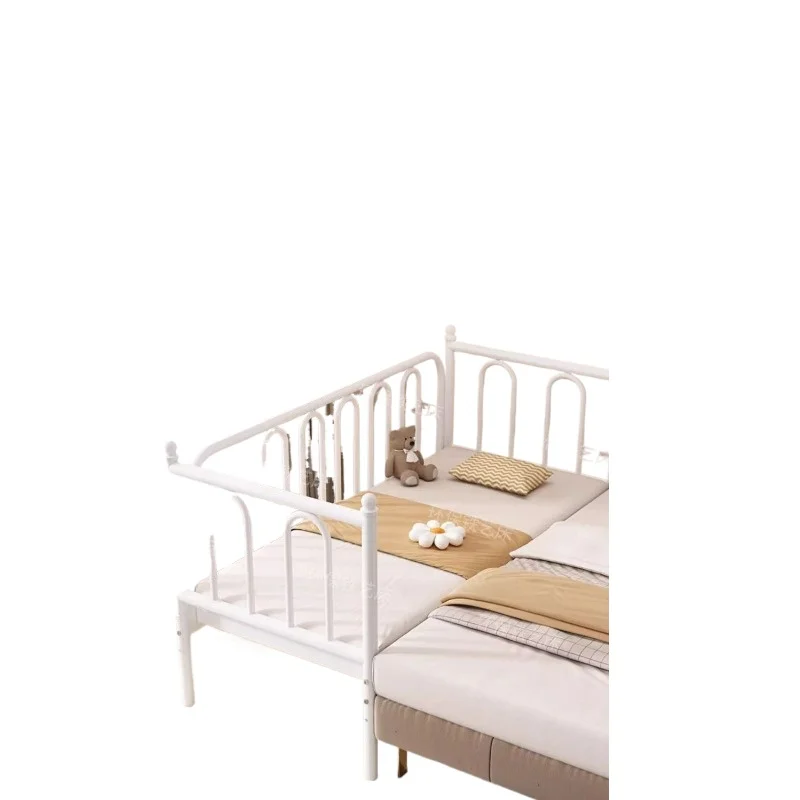 

Wrought iron children's splicing bed can be lifted with guardrail Baby widening bed