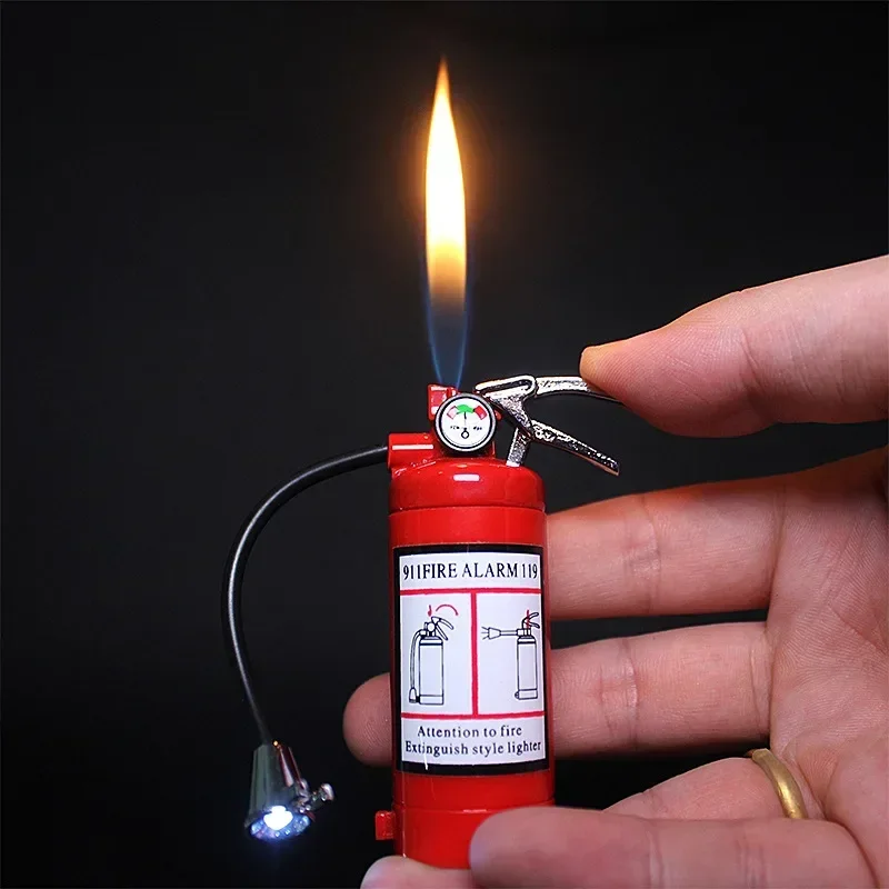 Creative Fire Extinguisher Torch Lighter with Flash Light Butane Gas Pipe Lighter Unusual Inflated Cigar Cigarette Lighter