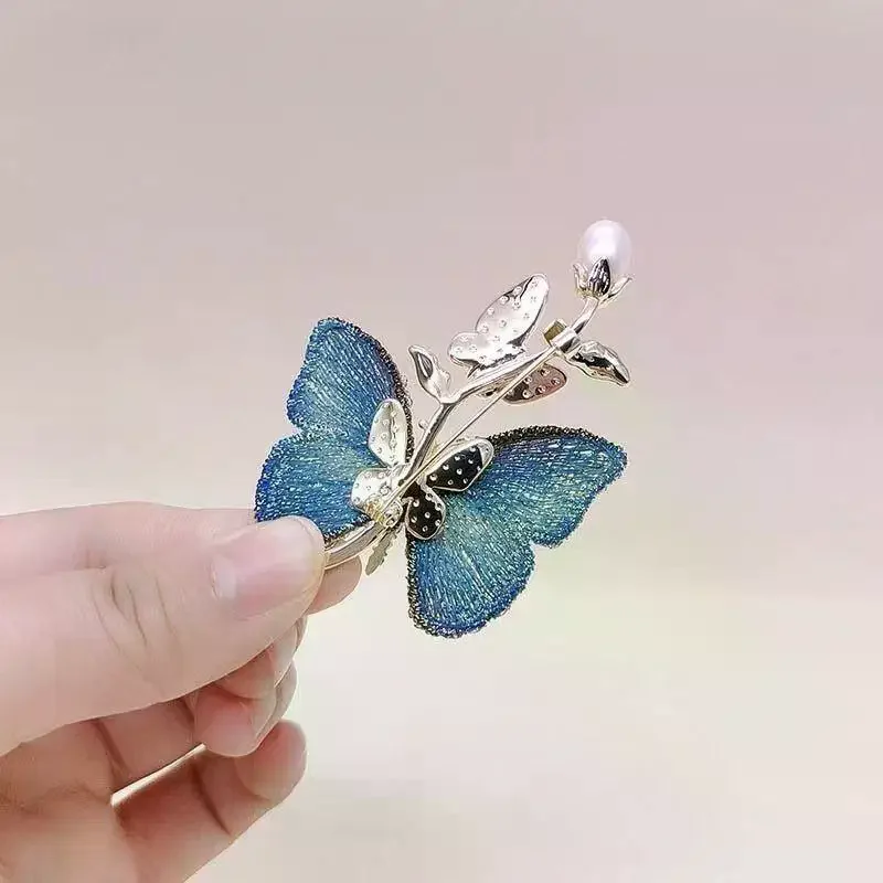 Women's Luxury Rhinestone Pearl Butterfly Phoenix Brooches Exquisite Butterfly  Brooch Pin Party Office Jewelry