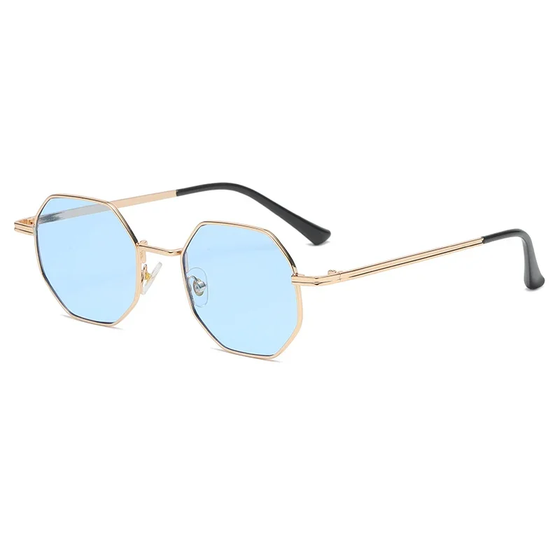 Gafas De Sol poligonales De Metal con montura Vintage para mujer, Gafas De Sol De diseño De marca De lujo para hombre, Gafas De Sol con espejo para mujer Uv400