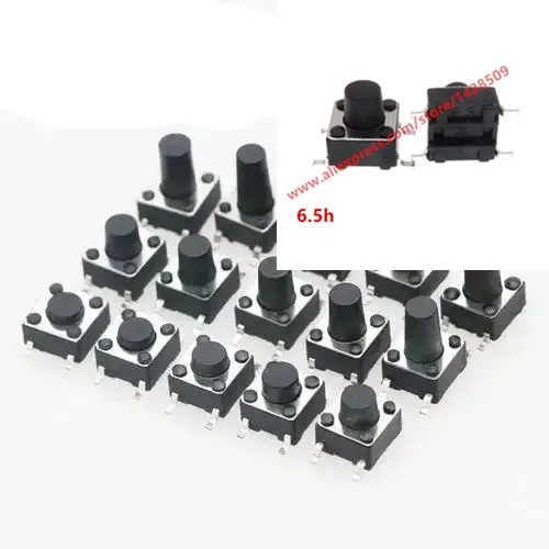 

700pcs/lot Mini Micro Momentary Tactile Push Button Switch 6*6*6.5mm 4 pin keys button SMD