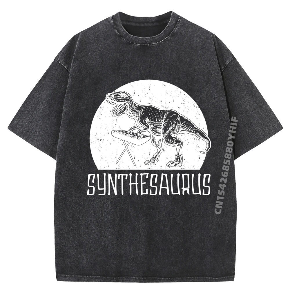 

Мужская футболка Synthesaurus Techno Synthesizer Synth Analog Digital Graphic Tees Мужские винтажные потертые футболки