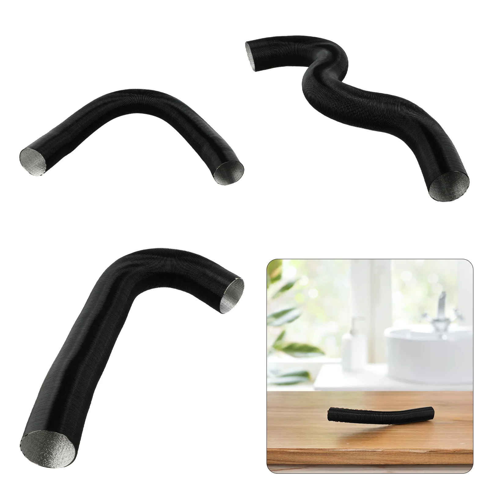 Flexible 60 Mm Aluminium Heating Duct Hose For Diesel Air Heater Ventilation Heat Resistant Pipe Black