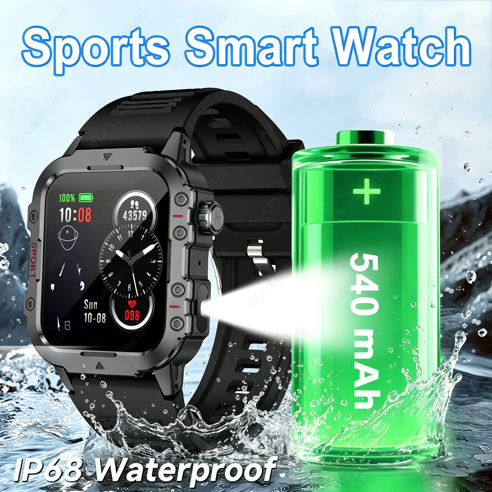 2026 Neue Militärische Smartwatch für Herren IP67 3ATM Outdoor-Sport Fitness-Tracker Gesundheitsmonitor 1,44 Zoll BT-Anruf Smartwatch HW12