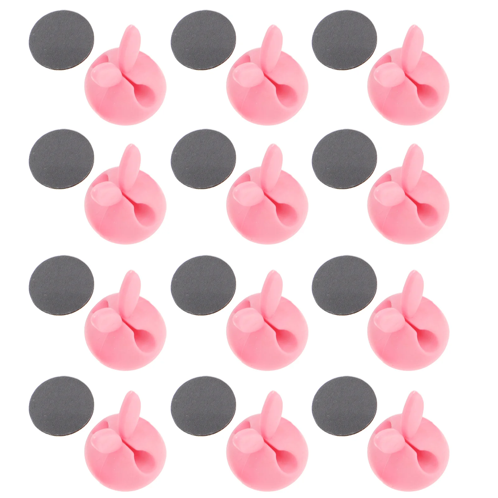 32 Stück Kabelklemmen im Hasen-Design, rosa selbstklebende Kabelhalter für die Schreibtischorganisation, rosa Kabelklemmen, Drahtkabel-Organizer