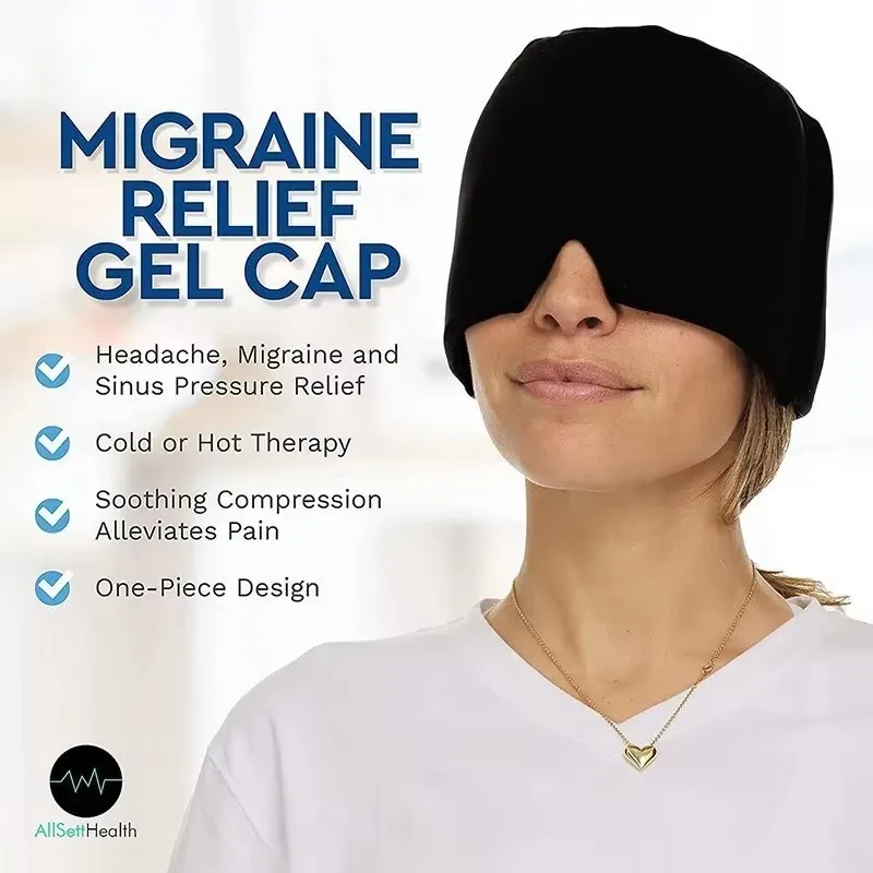 2025 Migraine Relief Hat Headache Hat Gel Hot Cold Therapy Ice Cap for Relieve Pain Ice Hat Eye Mask Stress Pressure Pain Relief