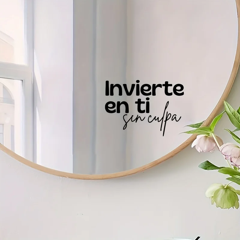 Invest in Yourself Without Guilt Inspirational Text Stickers Living Room Bathroom Room Dressing Mirror Stickers Car Stickers