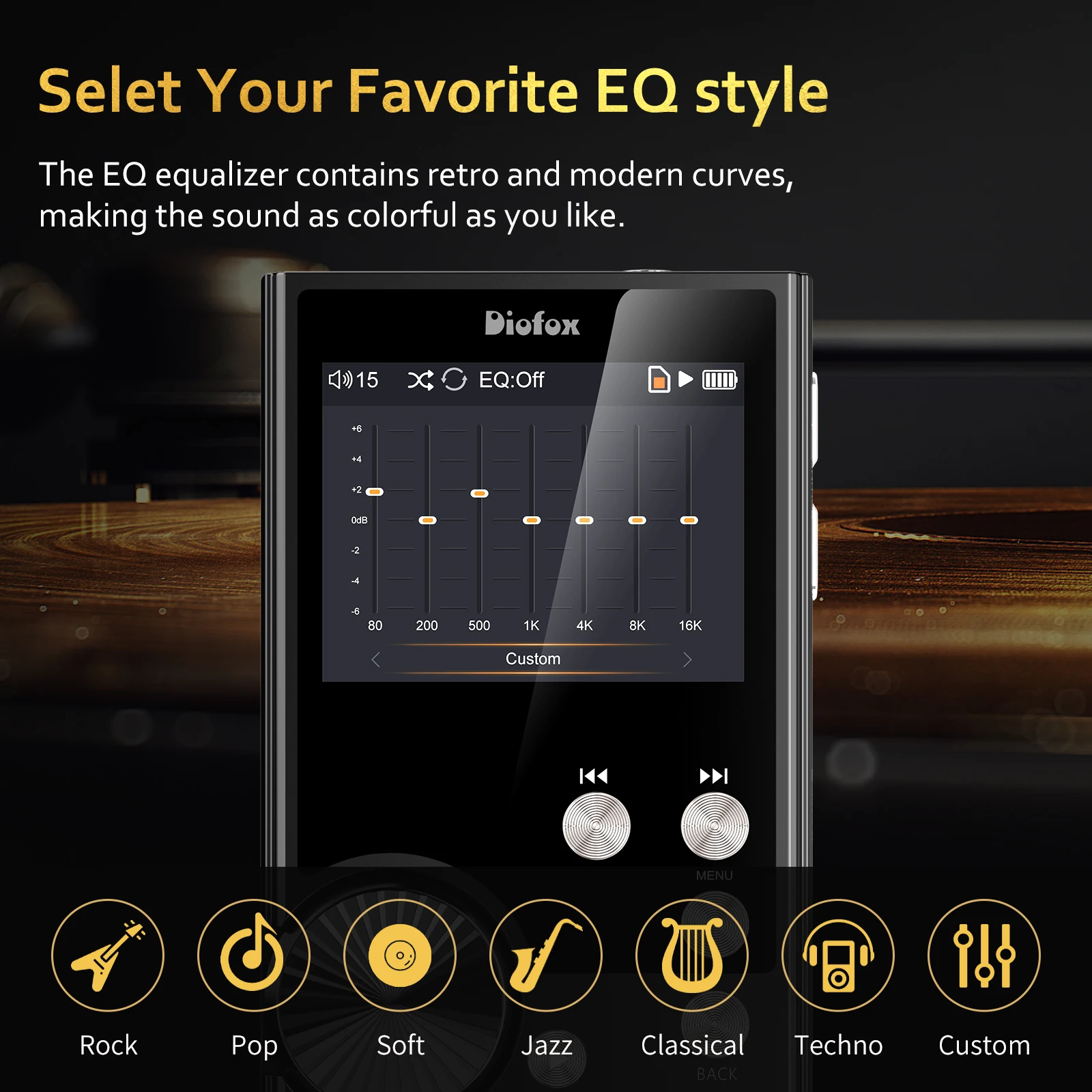 Diofox Hochwertiger verlustfreier MP3-Player//HiFi/mit 64 GB Speicherkarte, unterstützt bis zu 256 GB